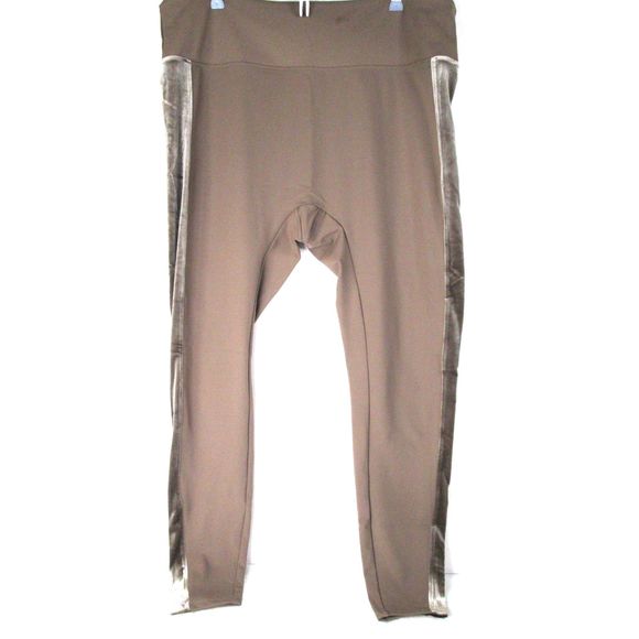 All Worthy Skinny Leggings 1X Taupe Velour Detail Polyester/Spandex Blend (B17) - Picture 11 of 11